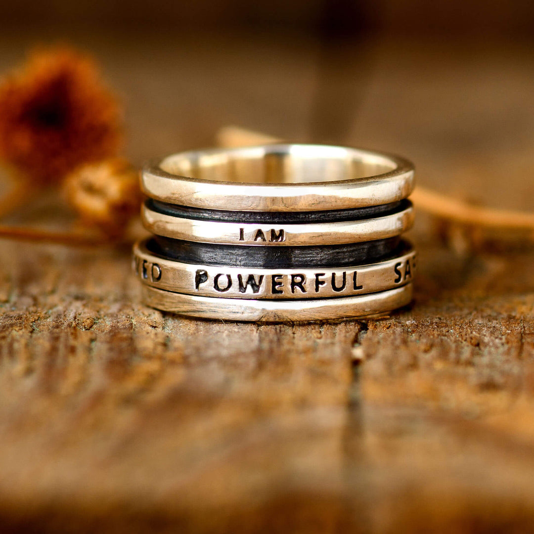Fidget-Ring mit motivierender Gravur, Sterlingsilber