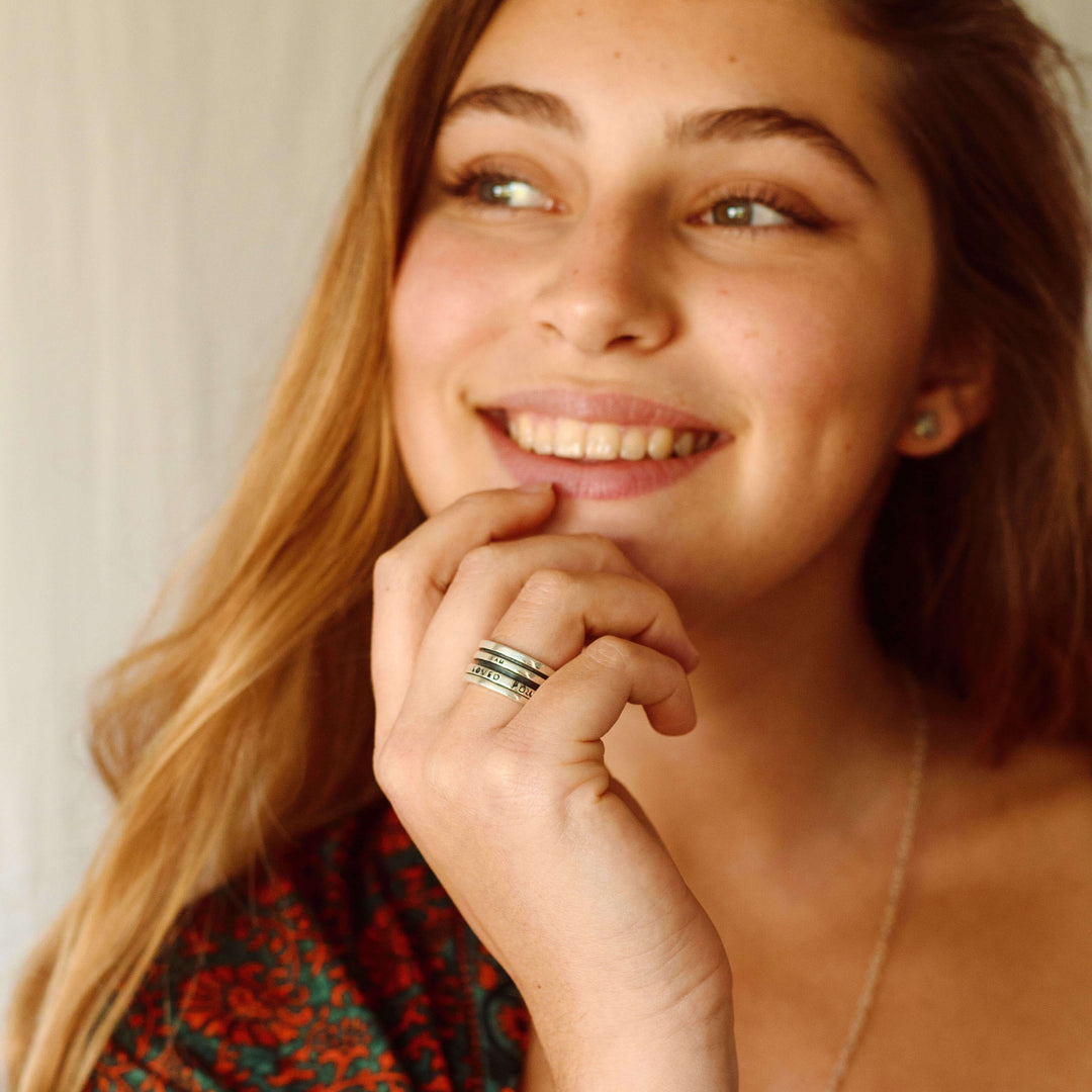 Fidget-Ring mit motivierender Gravur, Sterlingsilber
