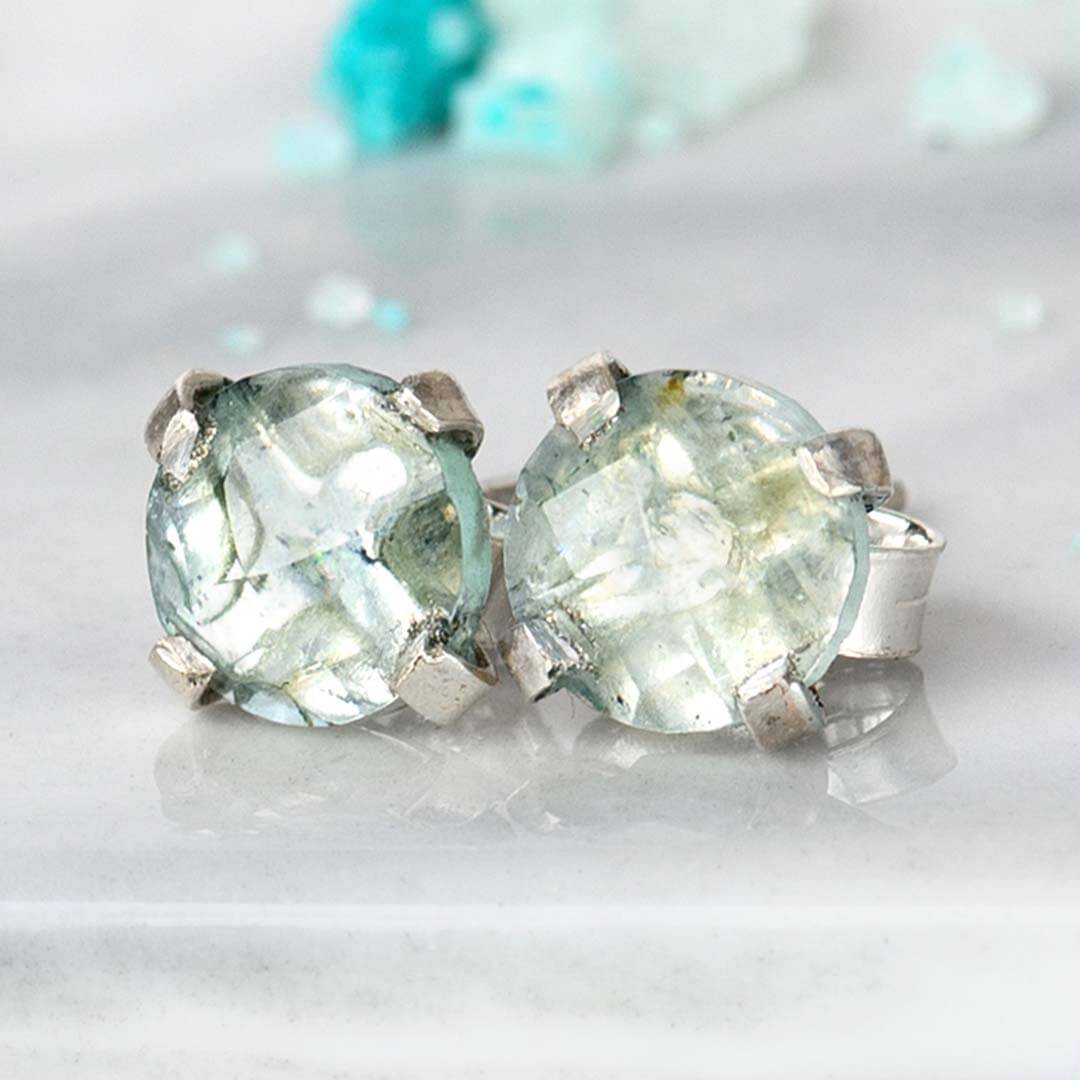 •BIRCH• aquamarine + silver stud earrings main image 0