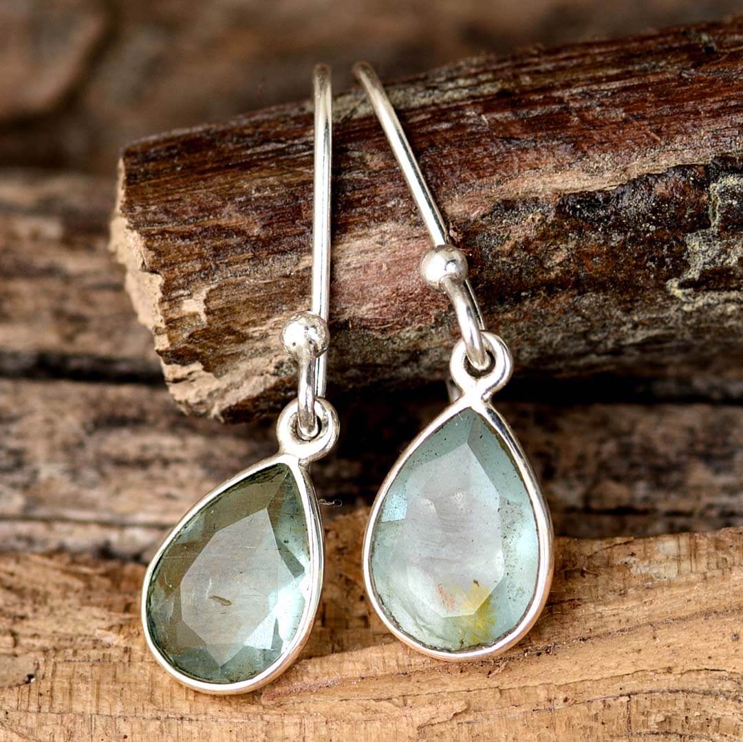 Silver Aquamarine Dangle Earrings - popular Original Collection