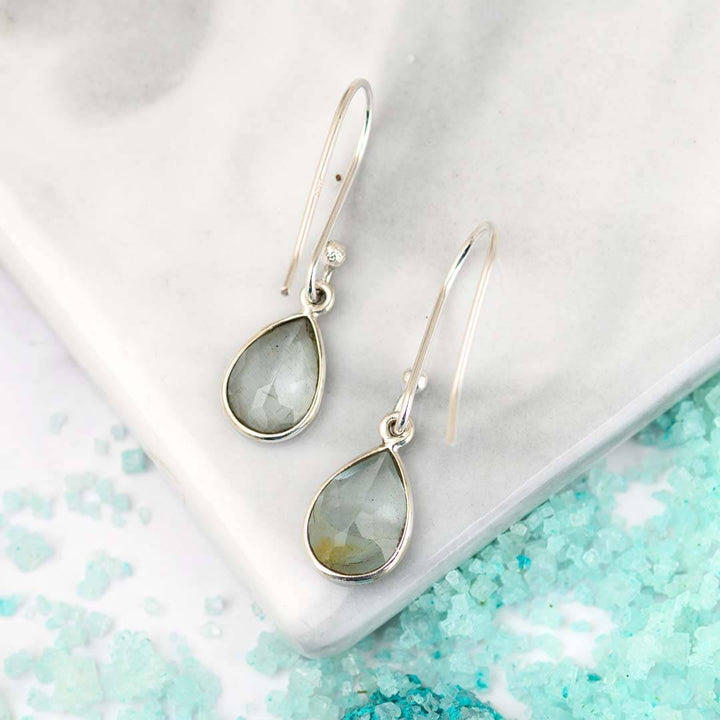 Aquamarine Teardrop Earrings Sterling Silver