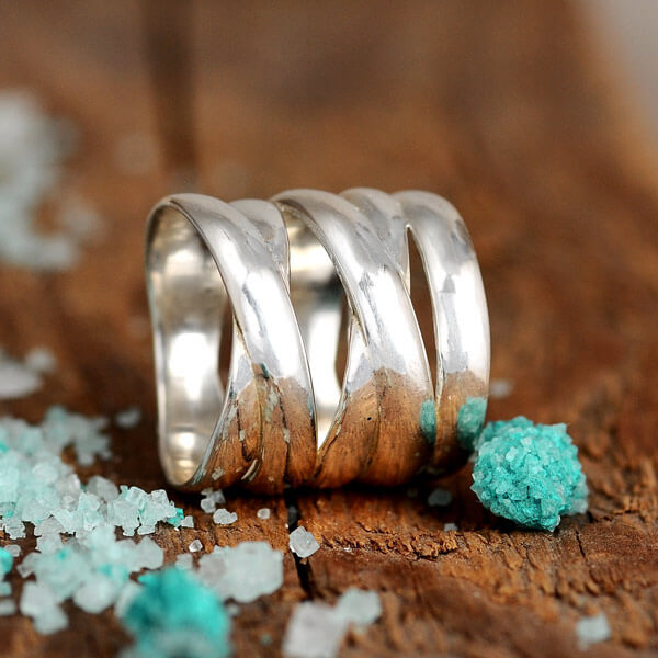 Großer, auffälliger Statement-Ring aus Sterlingsilber