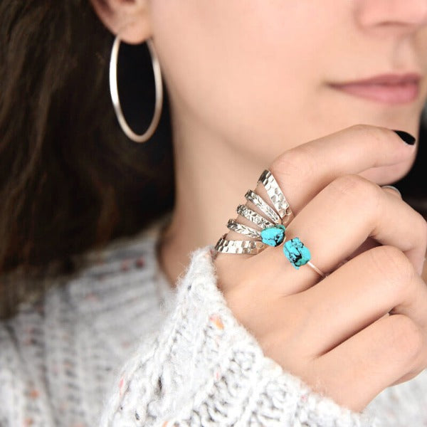 Floraler breiter Sterlingsilberring für Damen