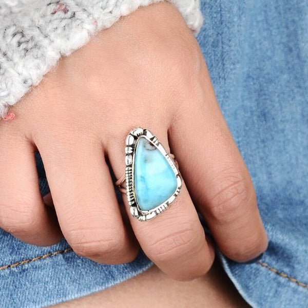 Large Larimar Sterling Silver Ring