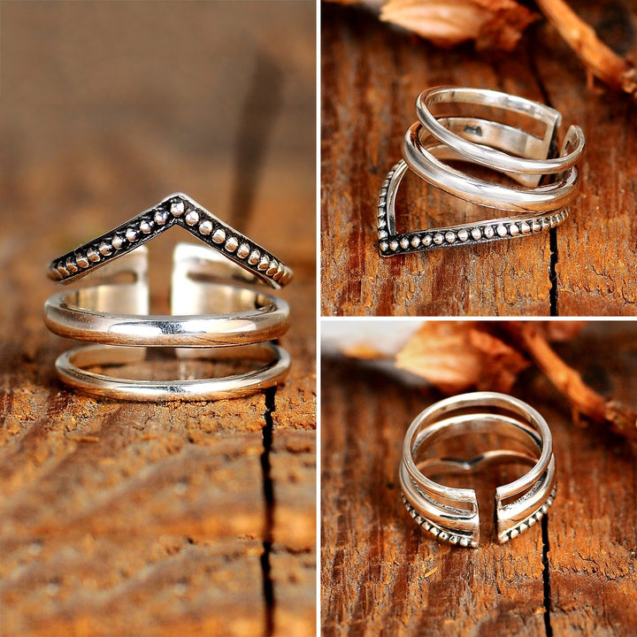 Chevron Sterling Silver Ring Great for Thumb