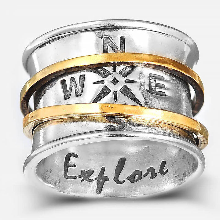Spinner Kompass Ring Sterling Silber