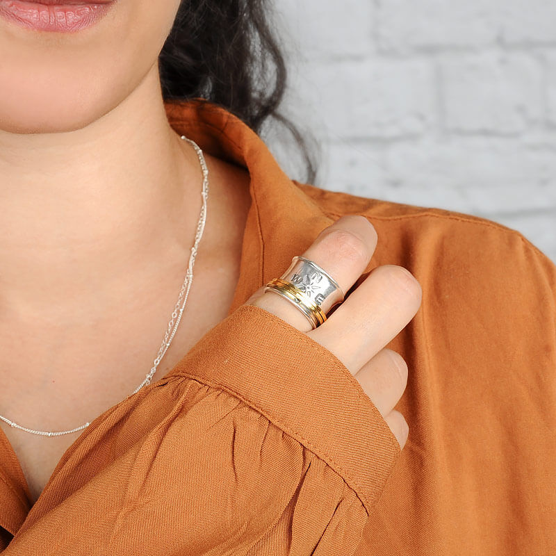 Spinner Kompass Ring Sterling Silber