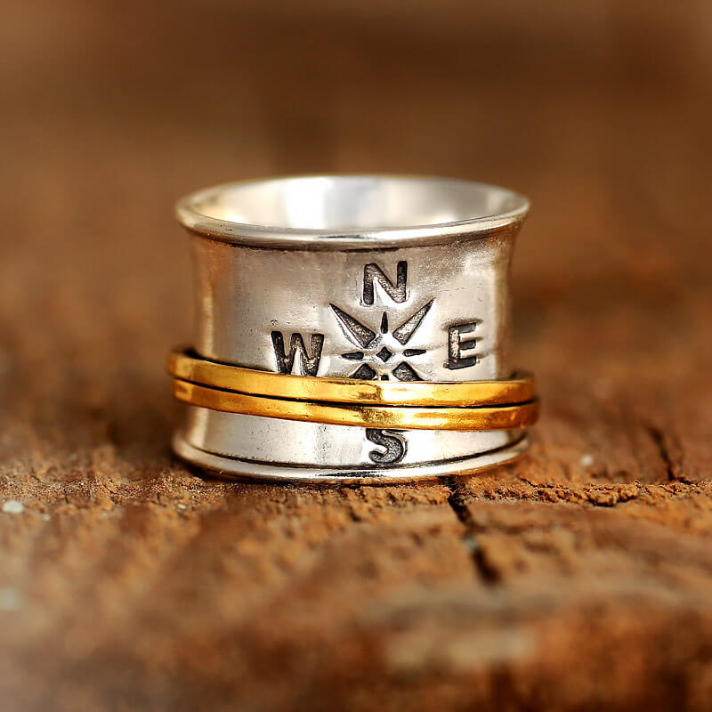 Spinner Kompass Ring Sterling Silber