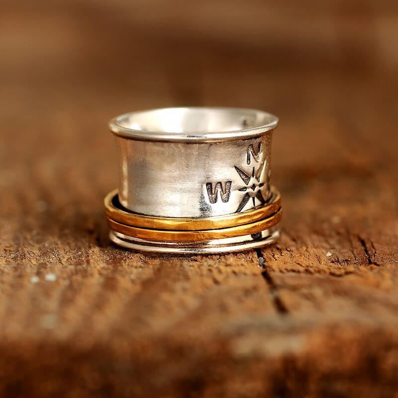 Spinner Kompass Ring Sterling Silber