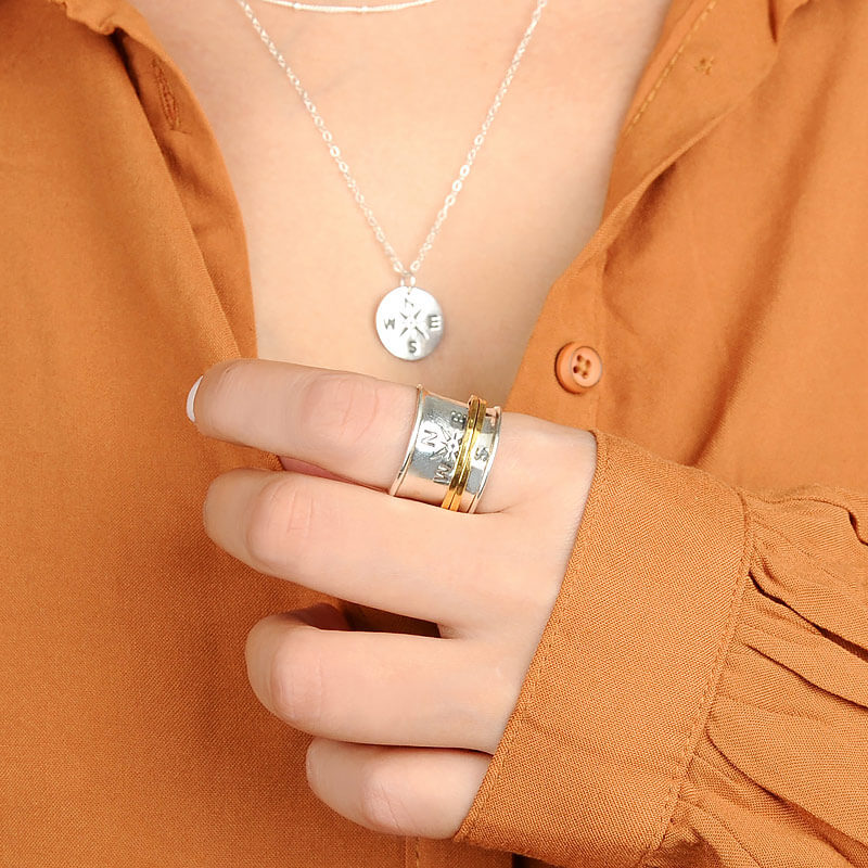Spinner Kompass Ring Sterling Silber