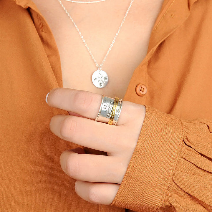 Spinner Kompass Ring Sterling Silber