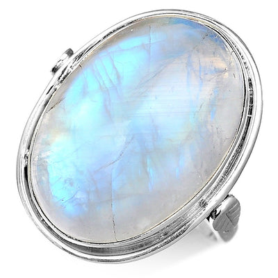 Sterling Silver Rainbow Moonstone Ring - Boho Magic