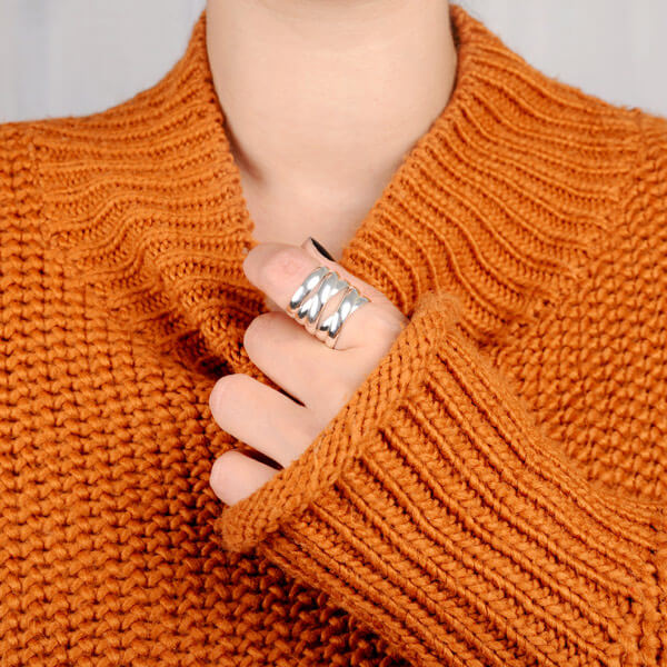 Großer, auffälliger Statement-Ring aus Sterlingsilber