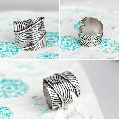 Feather Wrap Ring Sterling Silver - Boho Magic