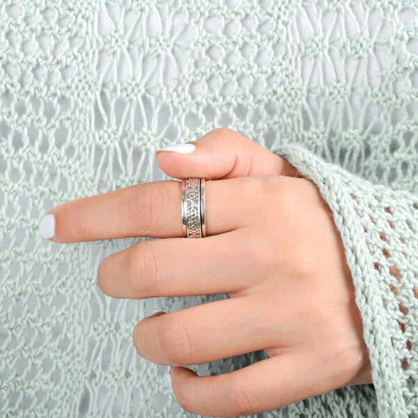 Floraler Drehring Sterling Silber