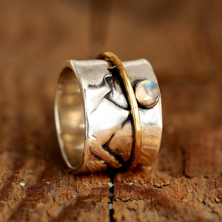 Fidget-Mondstein-Berg-Ring, Sterlingsilber