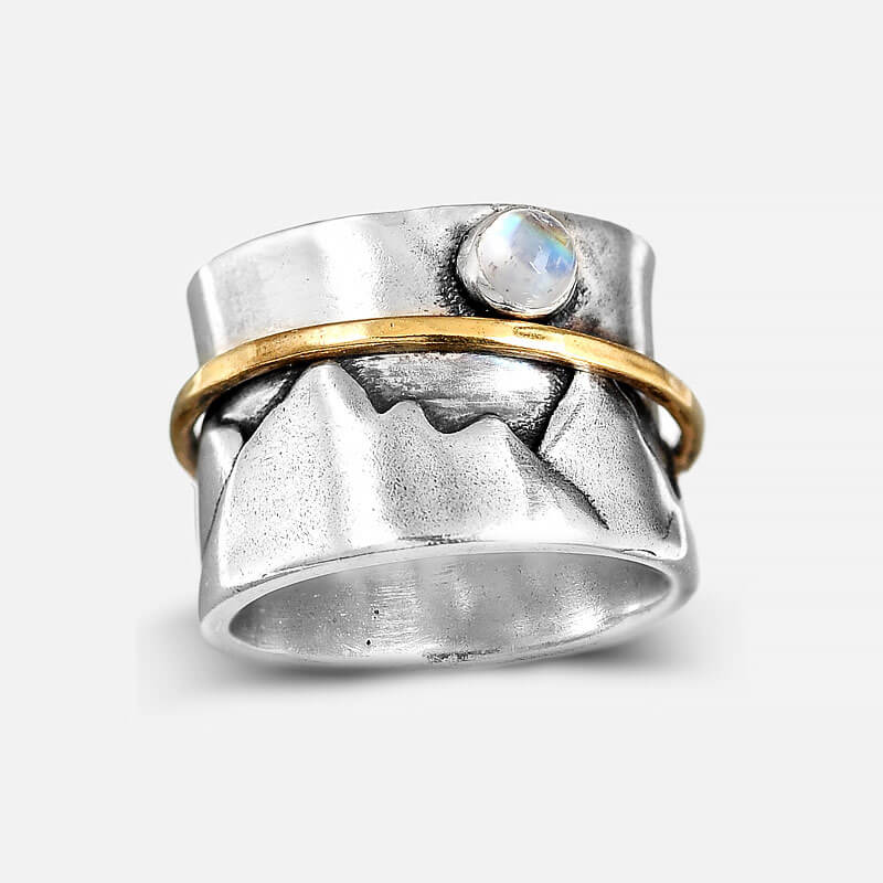 Fidget-Mondstein-Berg-Ring, Sterlingsilber
