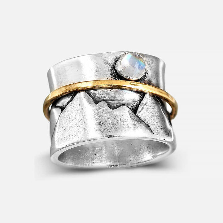 Fidget-Mondstein-Berg-Ring, Sterlingsilber