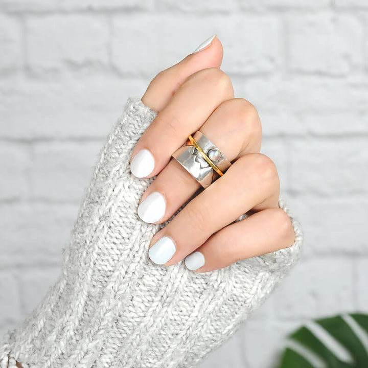 Fidget-Mondstein-Berg-Ring, Sterlingsilber