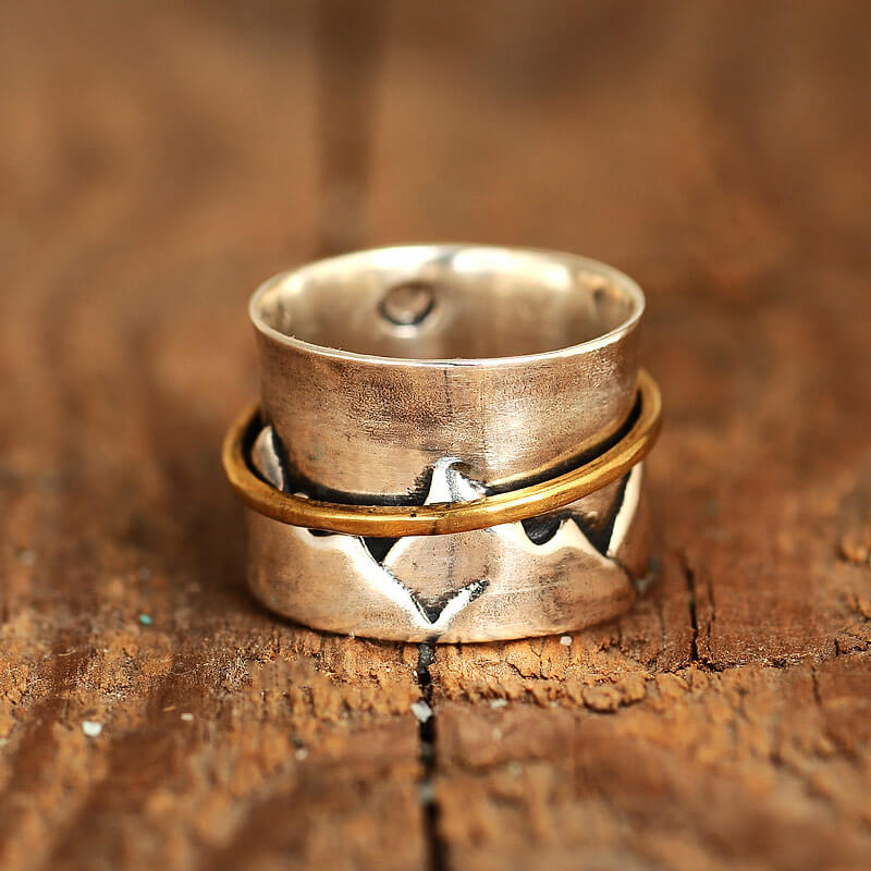Fidget-Mondstein-Berg-Ring, Sterlingsilber