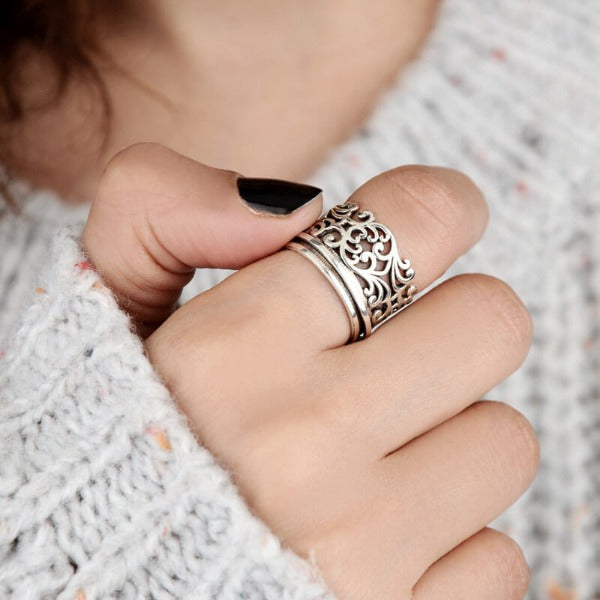 Einzigartiger Damen Spinner Ring Sterling Silber