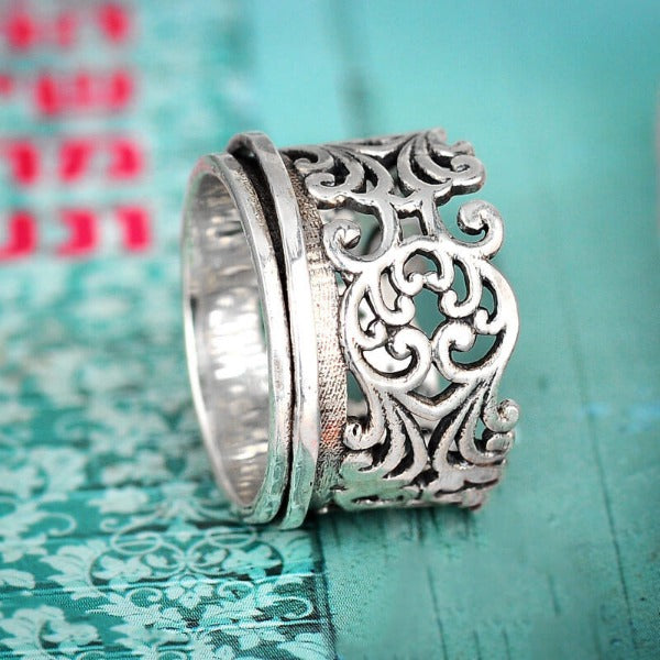 Unique Women's Spinner Ring Sterling Silver