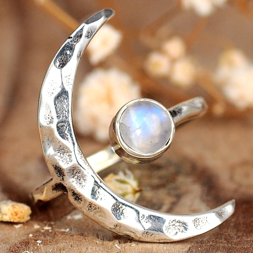 Luna Moth Jewelry Women Girl 925 Sterling Silver Blue Opal Moon