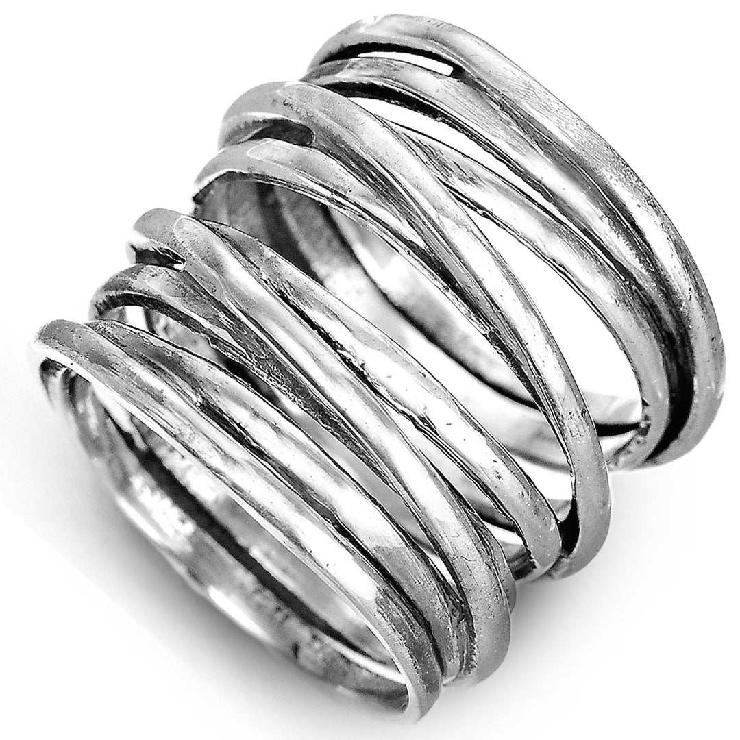 Chunky-Wickelring mit breitem Band, Sterlingsilber