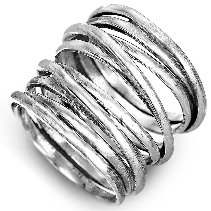 Chunky-Wickelring mit breitem Band, Sterlingsilber