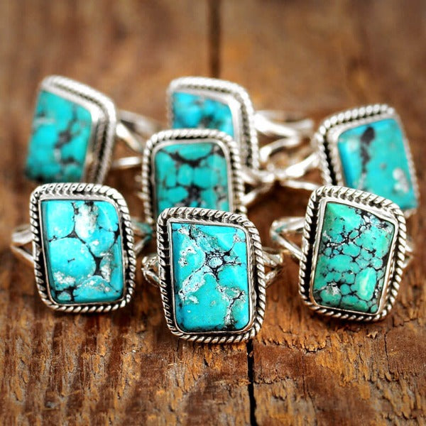 Sterling Silver Natural Raw Turquoise Ring – Boho Magic Jewelry