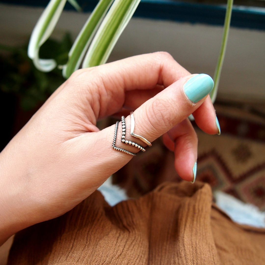 Triple Chevron Boho Ring Sterling Silver
