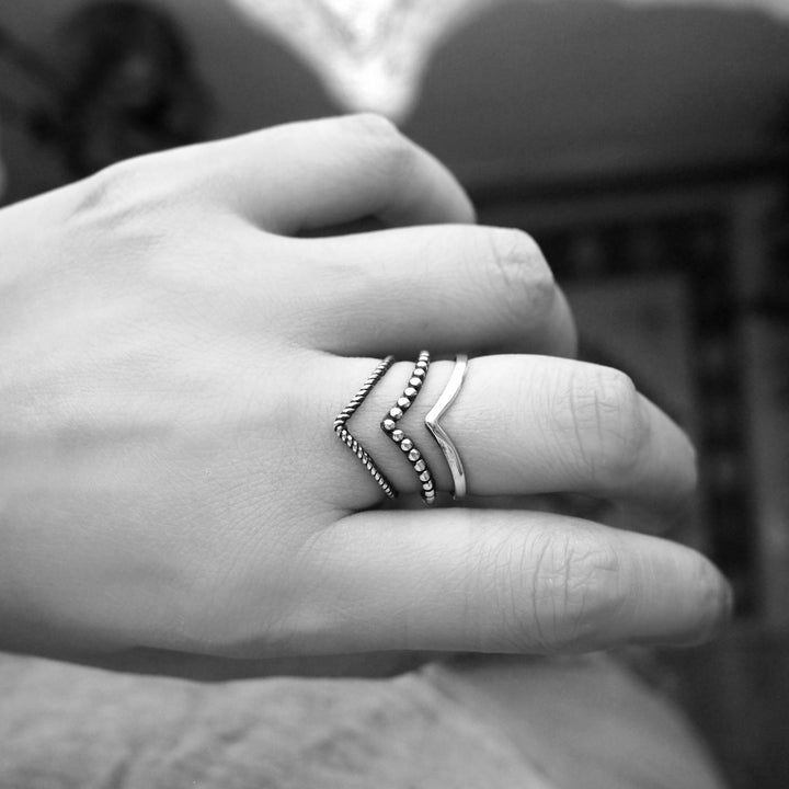 Triple Chevron Boho Ring Sterling Silver