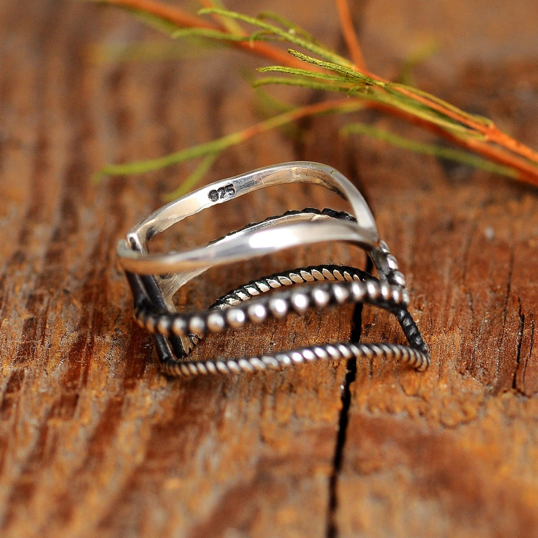 Triple Chevron Boho Ring Sterling Silver