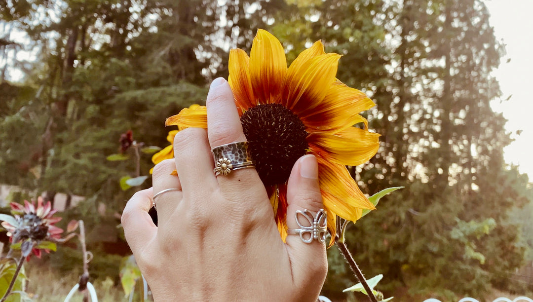 sunflower inspired sterling silver and gemstone jewelry for women available at boho-magic