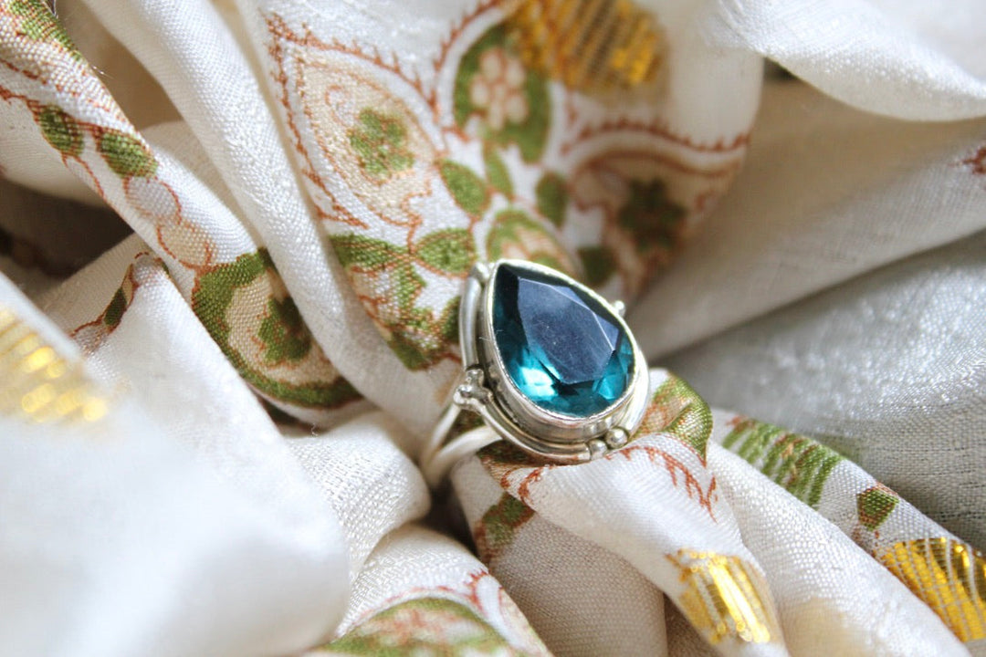 genuine fluorite gemstone mental clarity crystal in sterling silver ring only at boho-magic