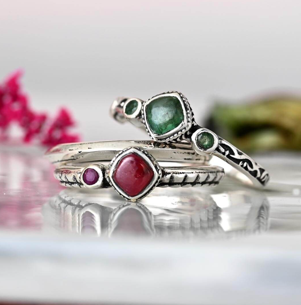 Authentic ruby gemstones set in sterling silver for women available at boho magic