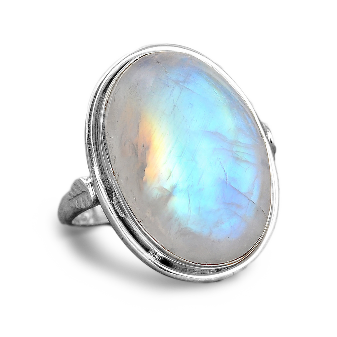 Sterling Silver Rainbow Moonstone Ring