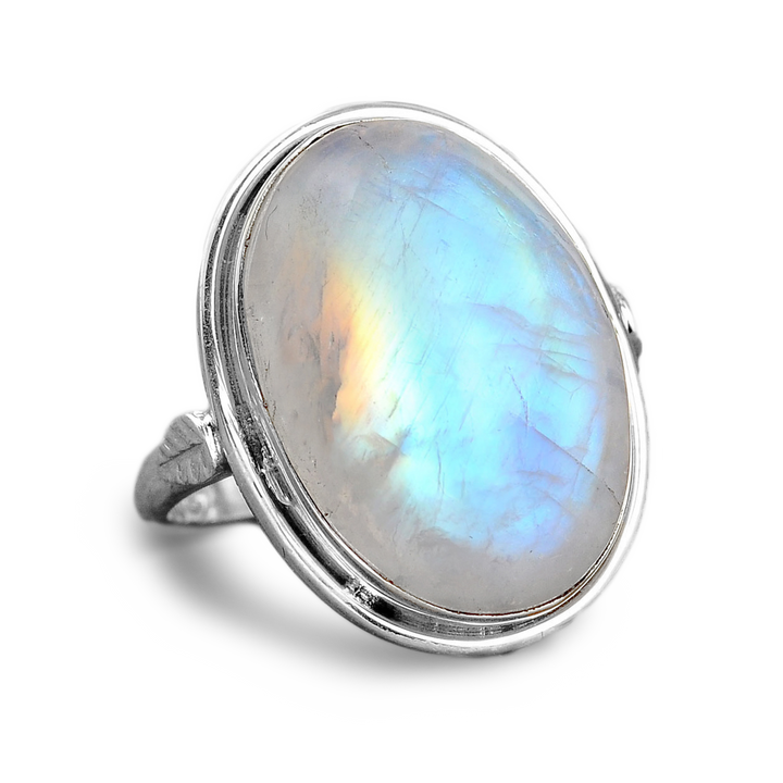 Sterling Silber Regenbogen Mondstein Ring