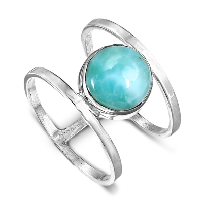 Larimar Sterling Silver Ring - Boho Magic