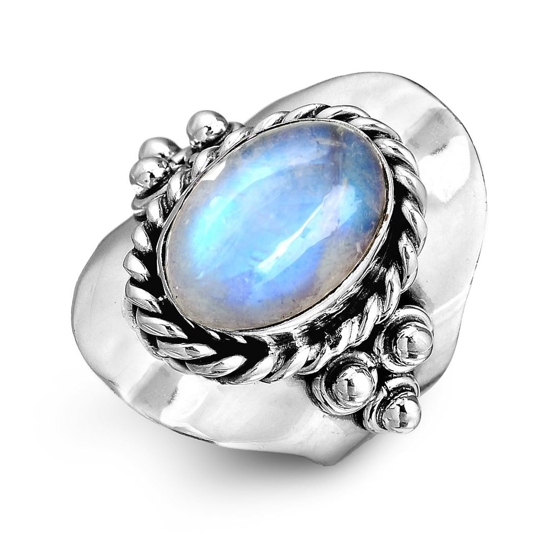 Boho Moonstone Ring Sterling Silver