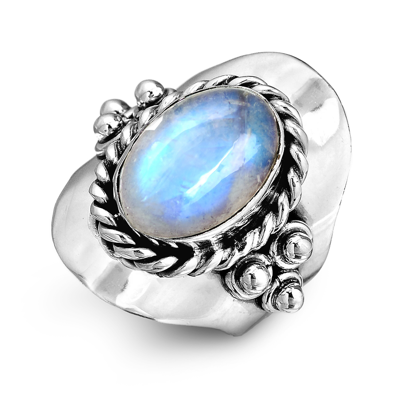 Boho Moonstone Ring Sterling Silver