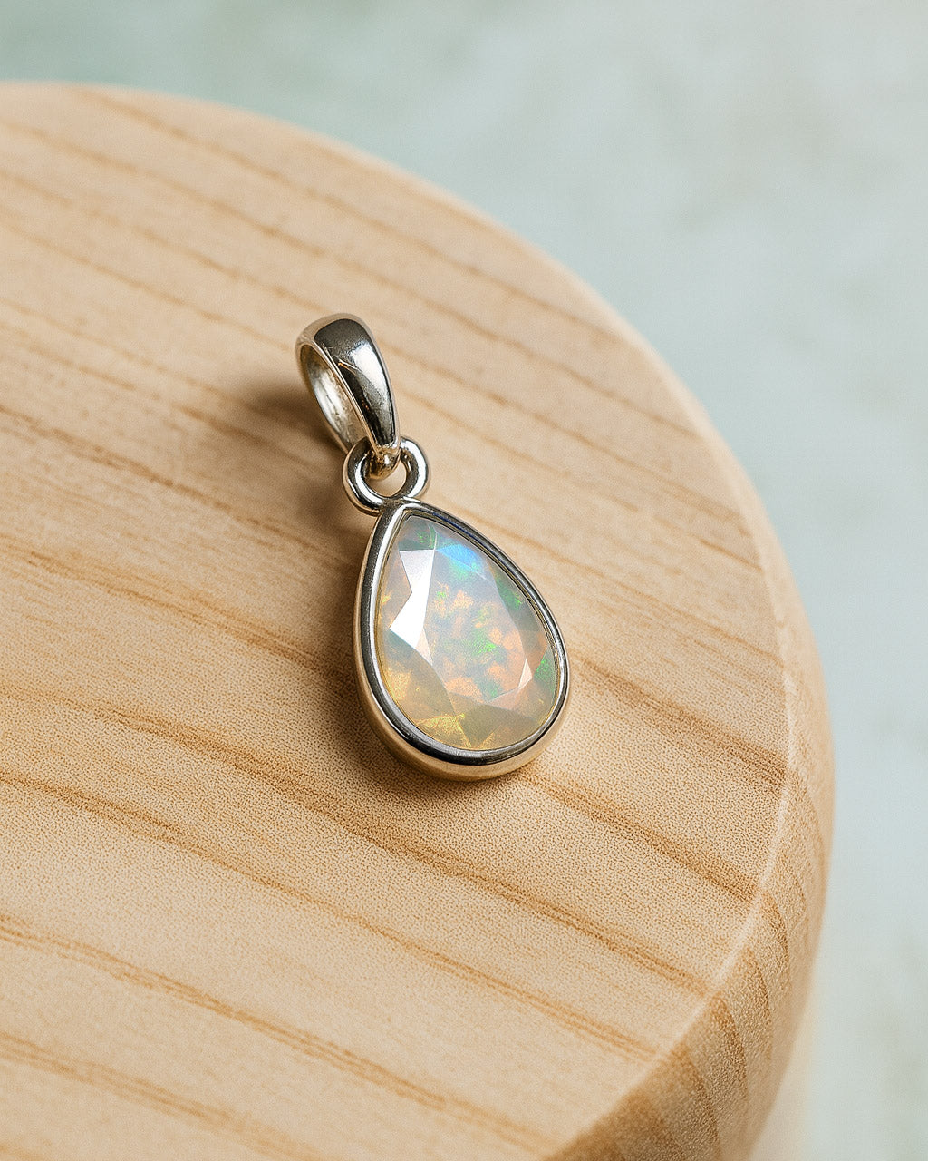 Opal Birthstone Teardrop Charm