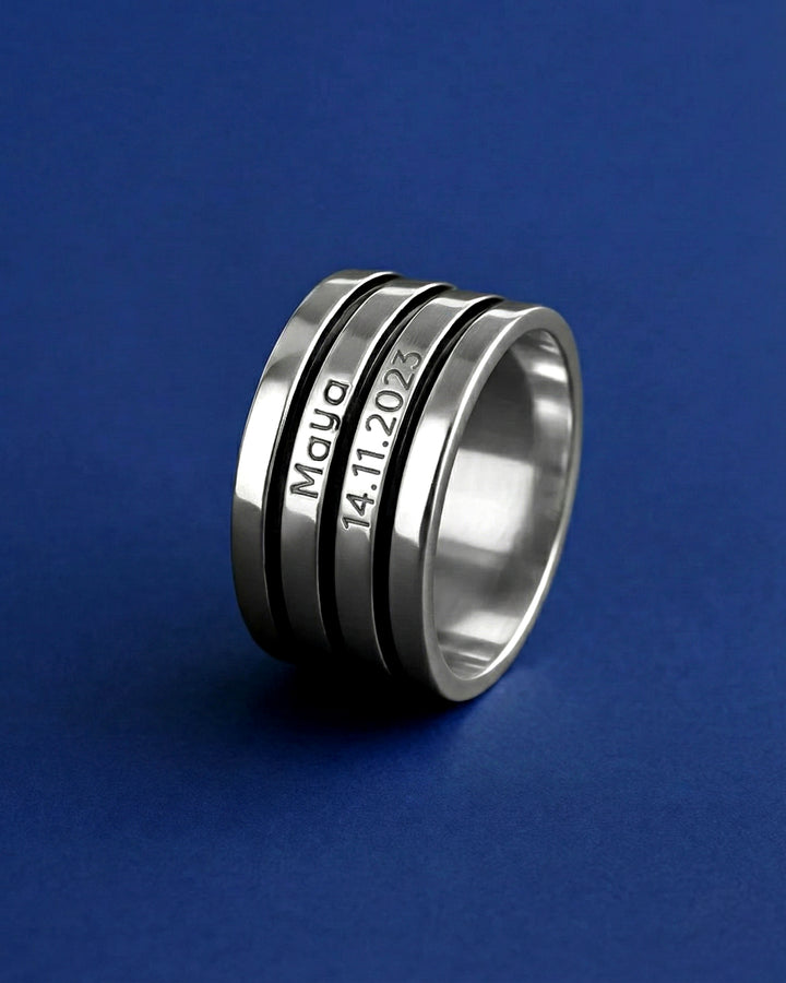 Personalized Fidget Ring with Custom Names Engraving