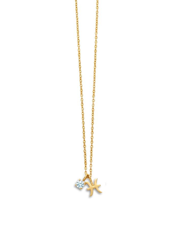 Pisces Aquamarine Birthstone Necklace