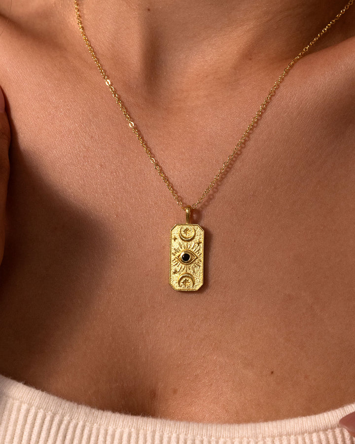 Mystic Card Black Spinel Necklace