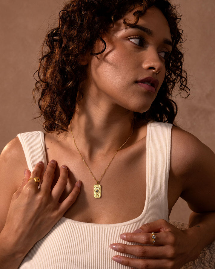 Mystic Card Black Spinel Necklace