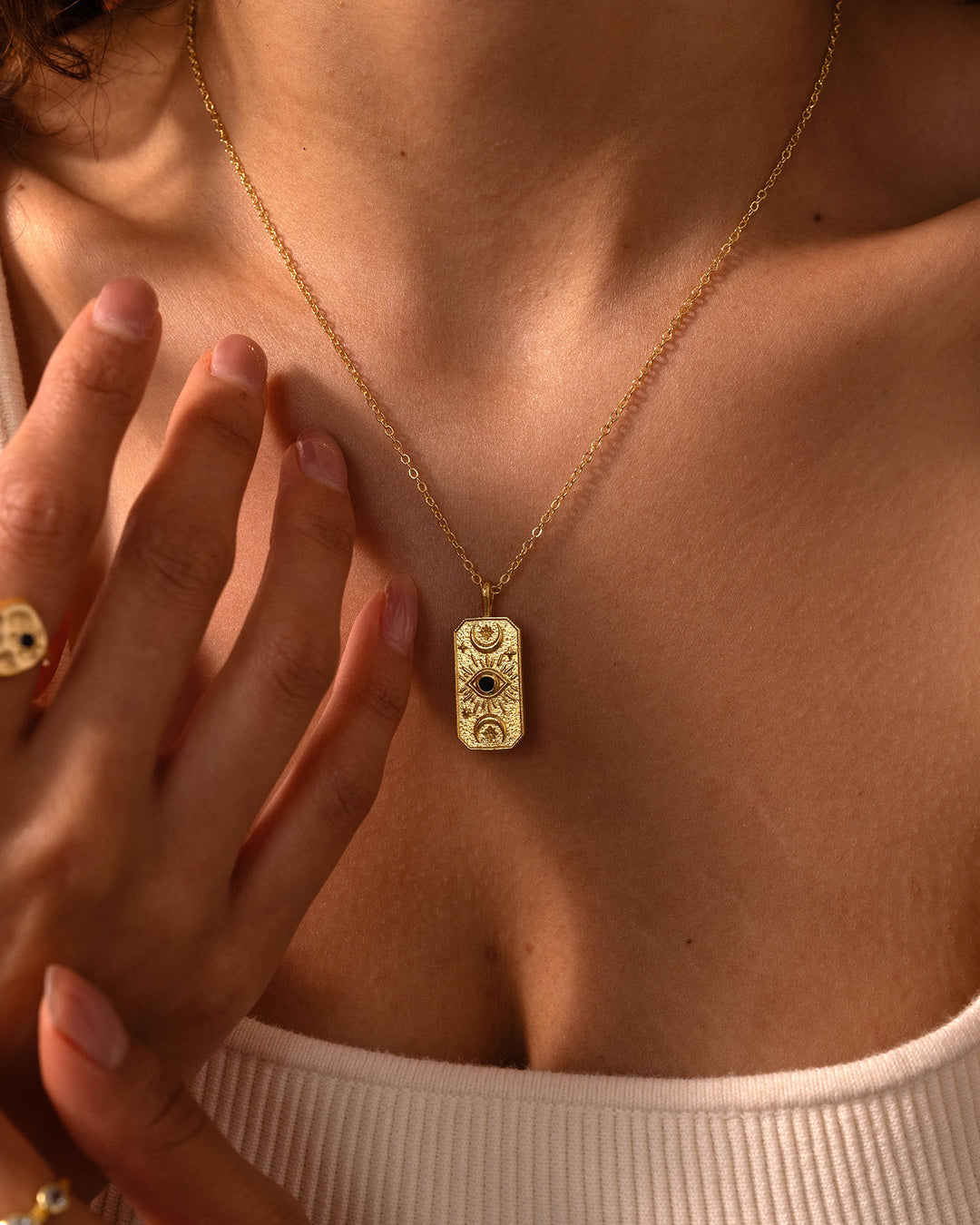 Mystic Card Black Spinel Necklace
