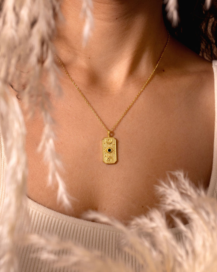 Mystic Card Black Spinel Necklace
