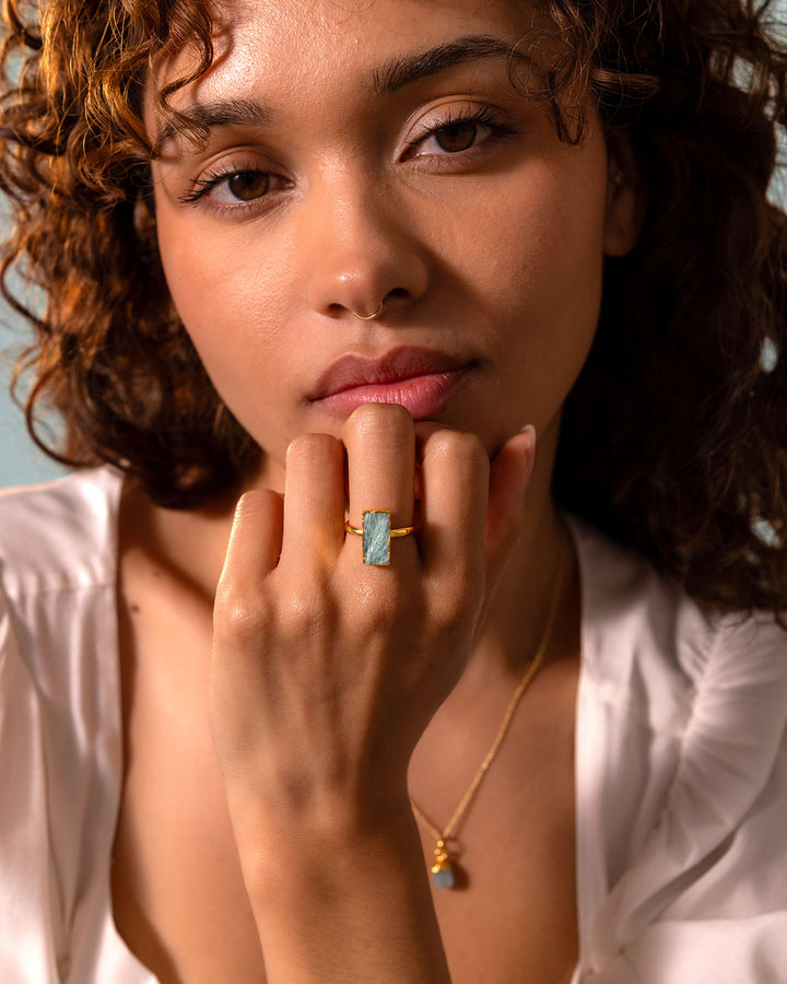 Rectangle Amazonite Ring