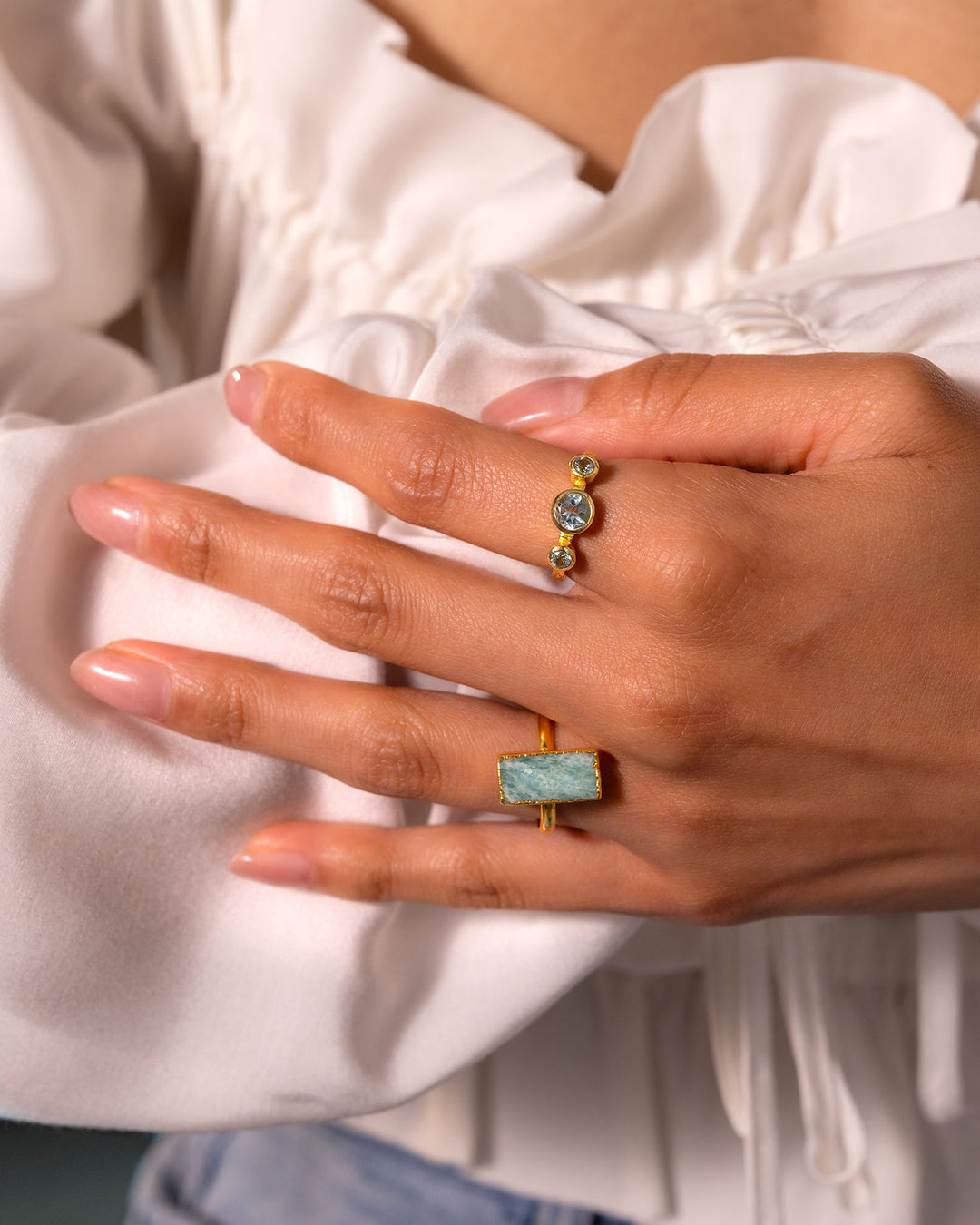 Trio Blue Topaz Ring